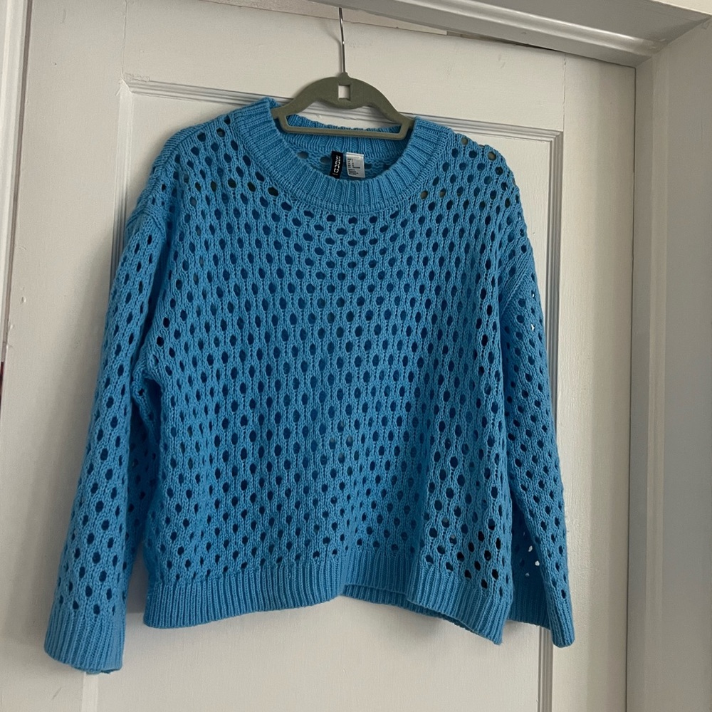 Open Knit Blue Sweater
